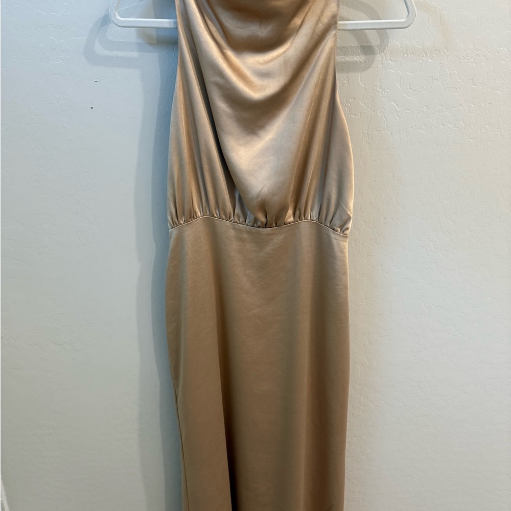 Elegant Gold Satin Dress